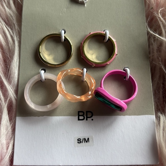 NWT BP Pink/Gold Mixed Ring Set S/M - Picture 3 of 5